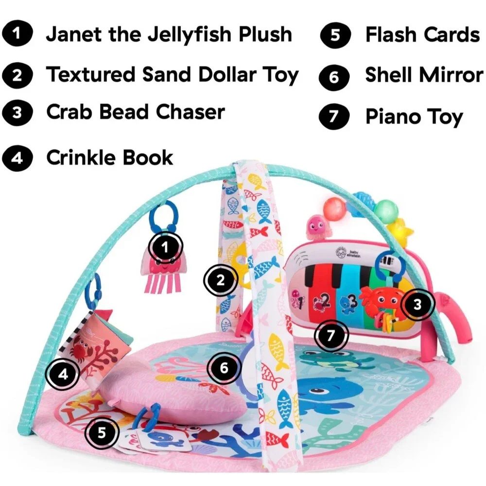 Baby Einstein 4-in-1 Kickin Tunes Jellyfish Jamboree Music Gym Pink NWT